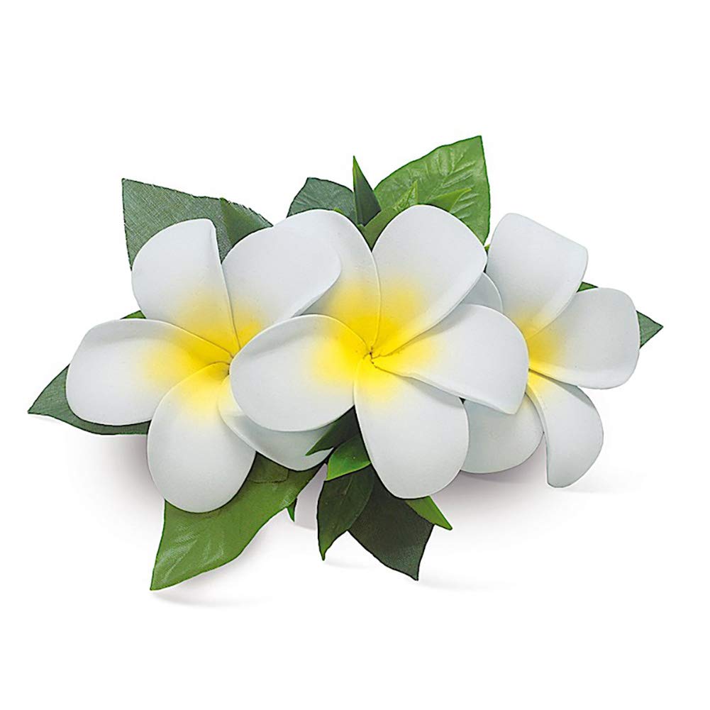 Hawaii Hair Clip Foam Flower Cluster Plumeria White