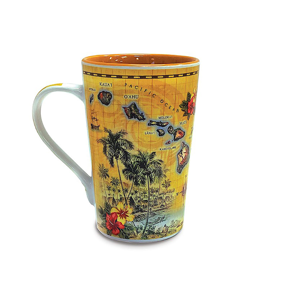 Hawaiian 18 oz Mug Islands Map Tan