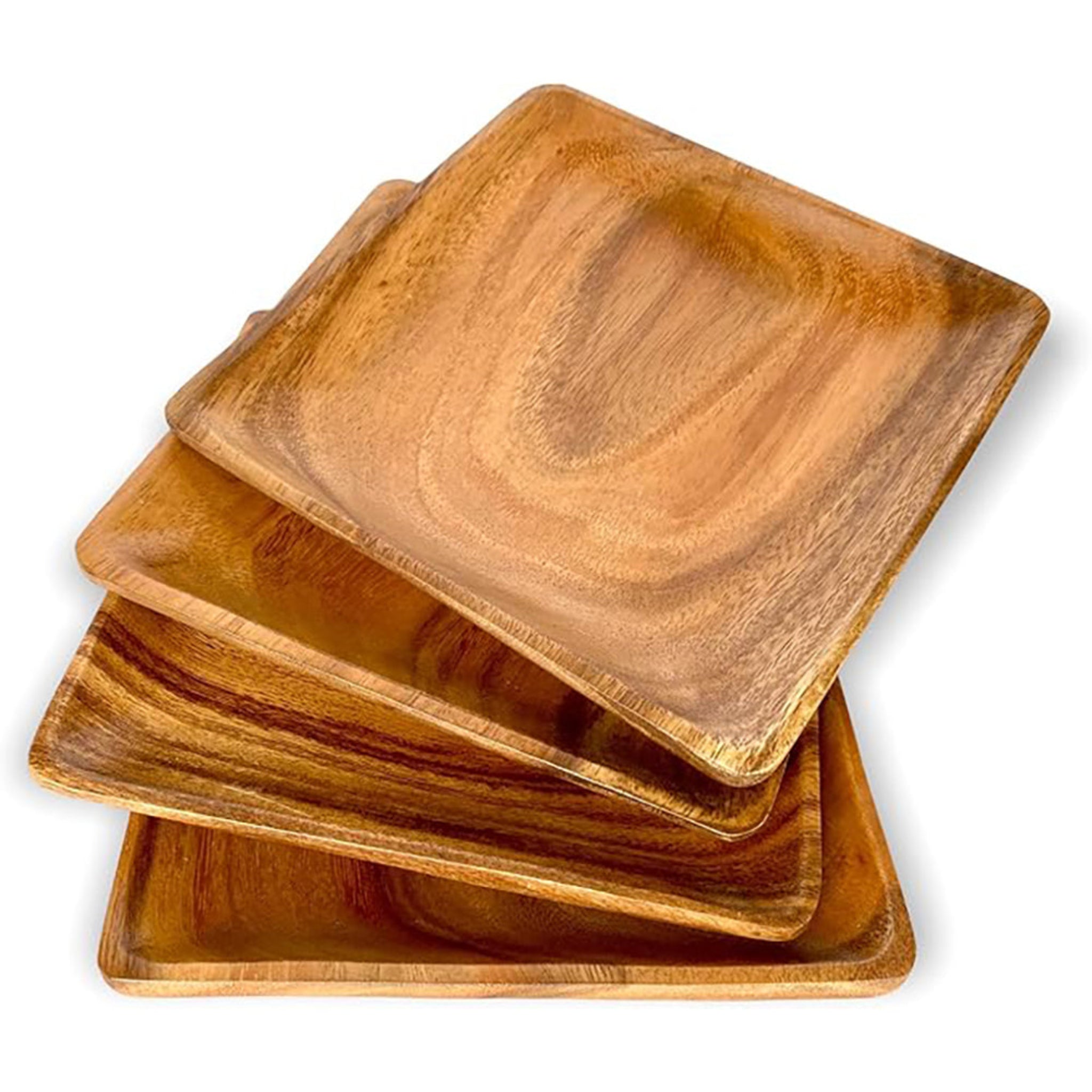 Acacia Wood Square Plates 1" x 12" x 12" Set of 4