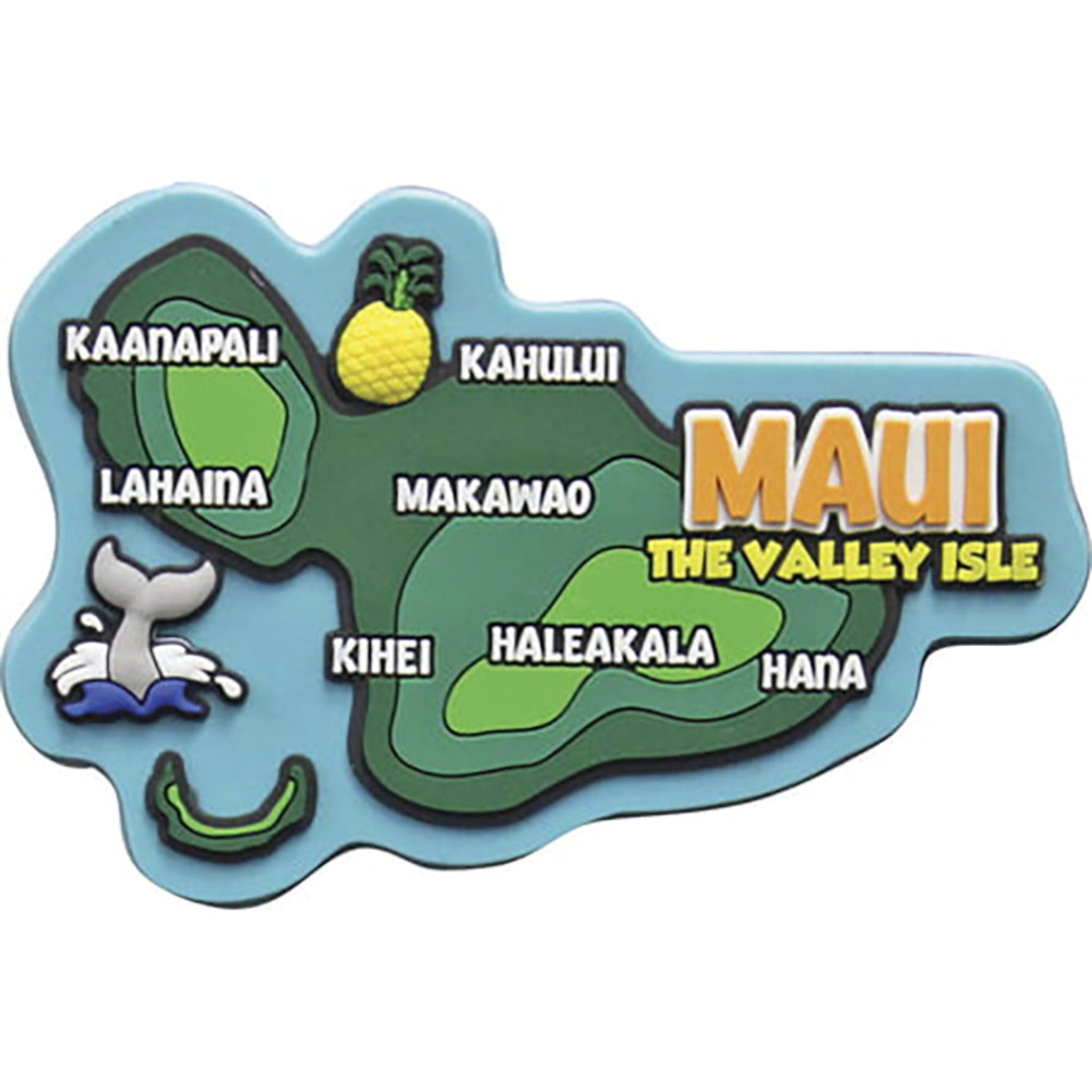Hawaii Rubber Magnet Maui Map 3½"W x 2¼"H x ¼"D