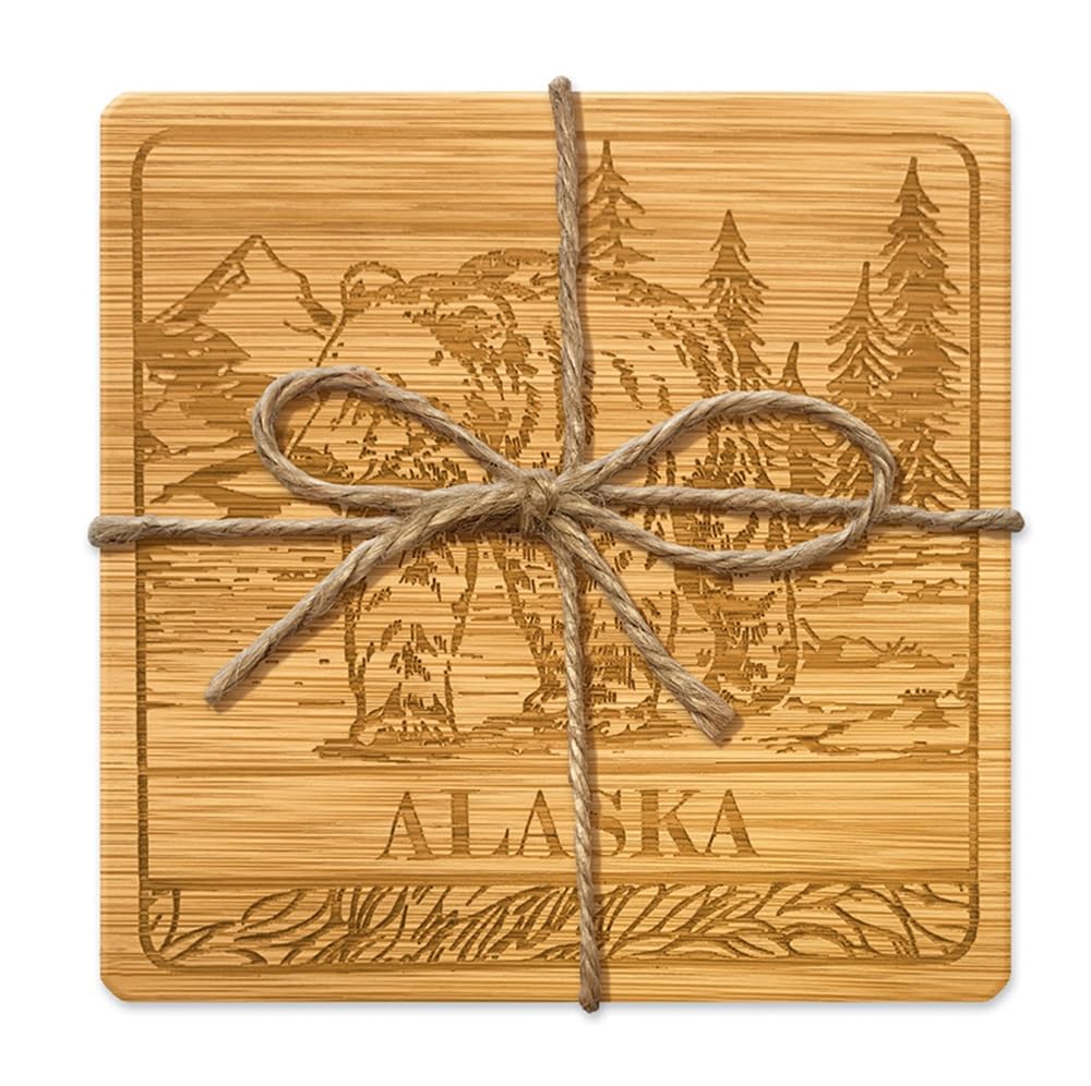 Alaska Bamboo Coaster Set of 4 (Bear), 01413