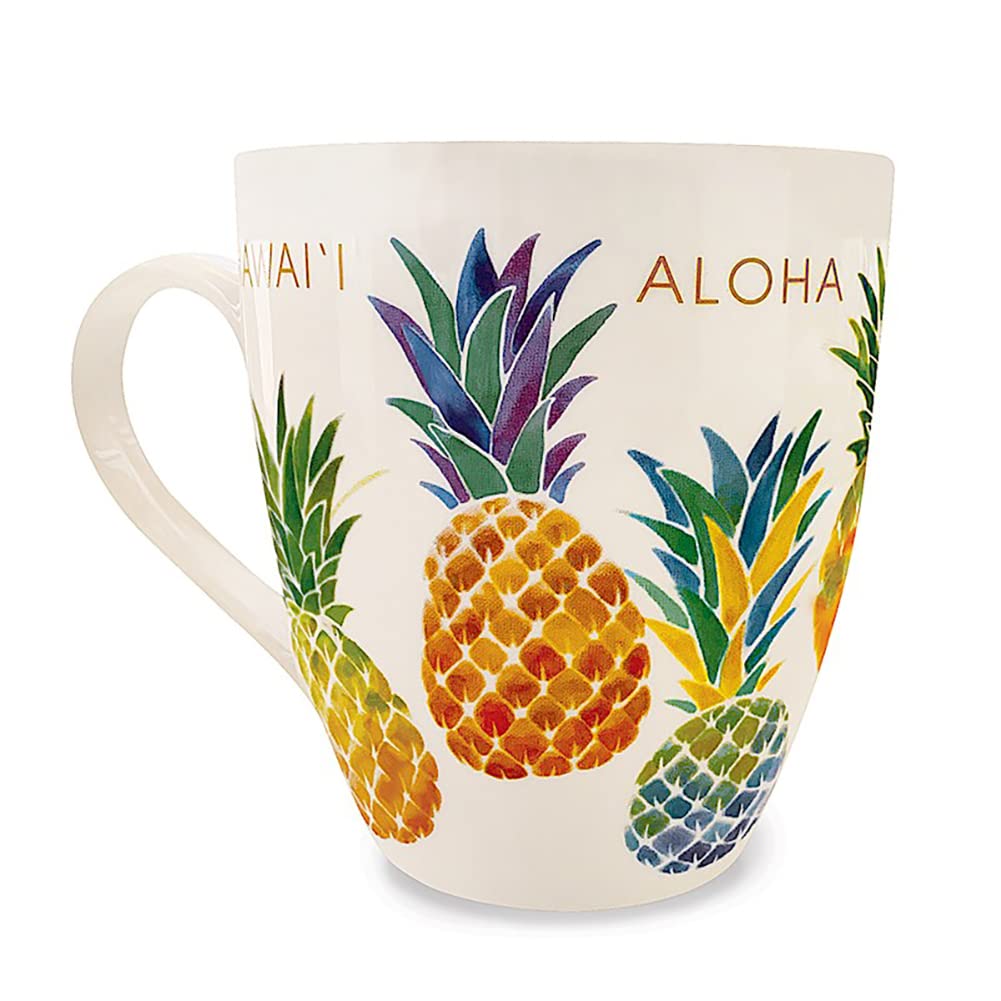 18 oz Hawaiian U-Shape Mug Watercolor Pineapple