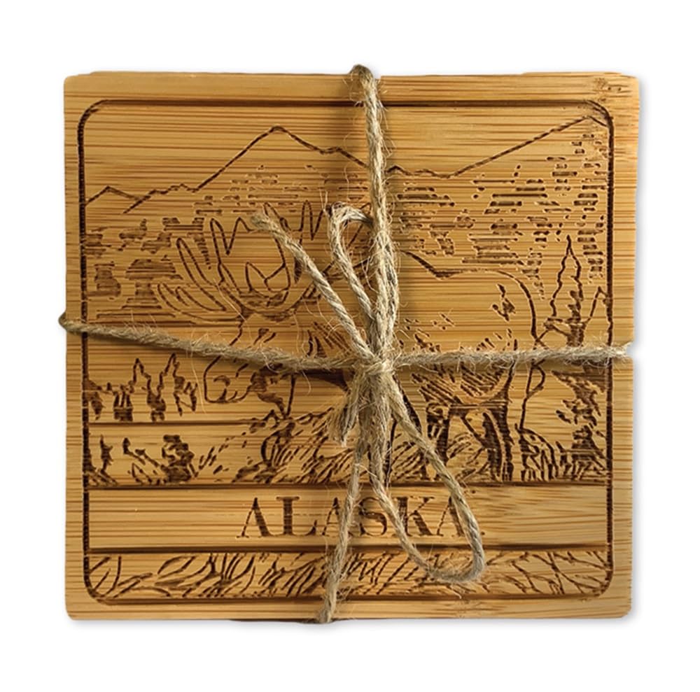 Alaska Bamboo Coaster Set of 4 (Moose), 01413