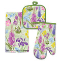 Alaska Kitchen Set Towel Oven Mitt Potholder Watercolor Wild Flowers