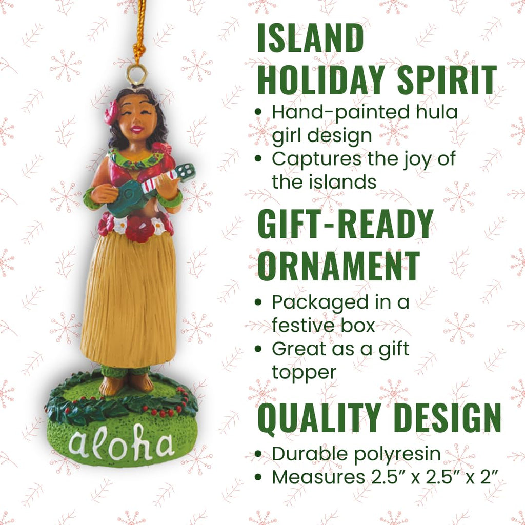Hawaiian Handpainted Polyresin Christmas Ornament Island Girl