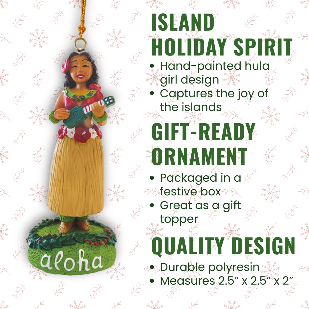 Hawaiian Handpainted Polyresin Christmas Ornament Island Girl