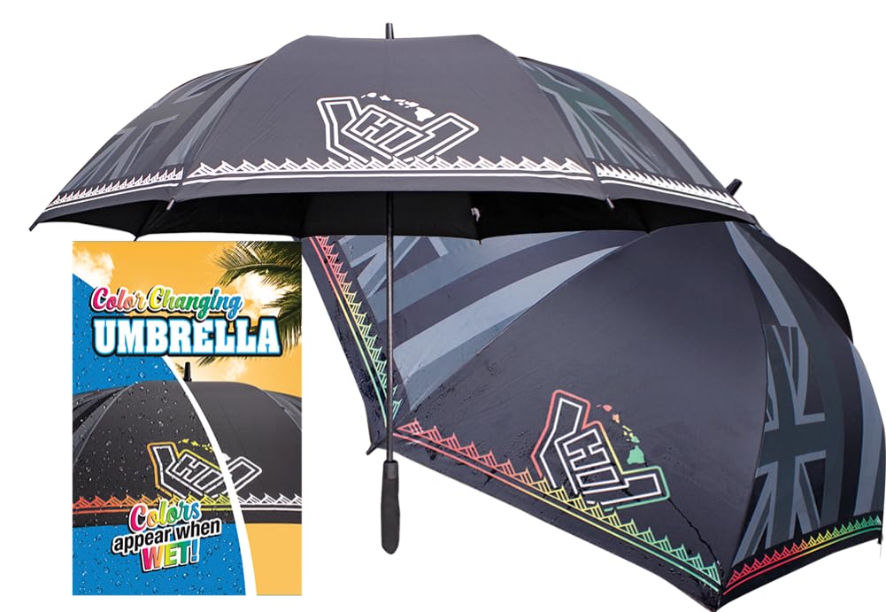 Hawaiian Style Color Changing 58 inch Folding Umbrella Shaka Tribal