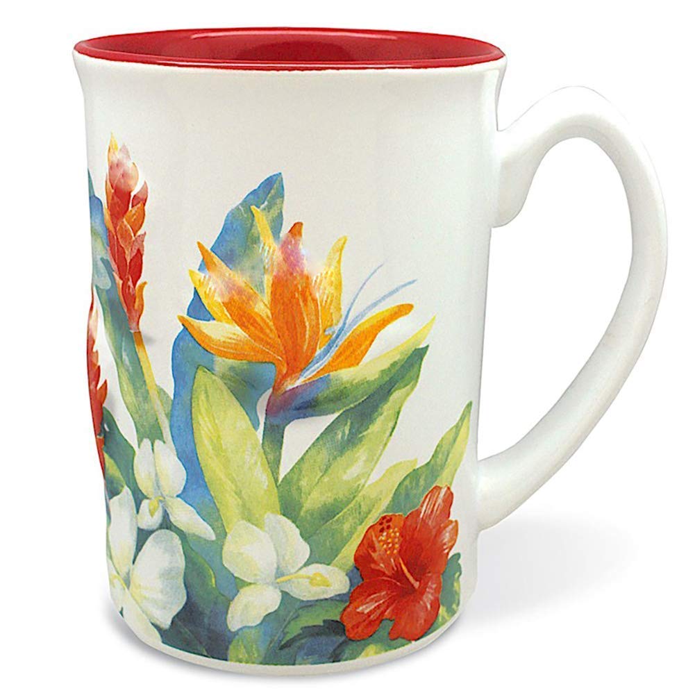14 oz. Boxed Hawaiian Embossed Coffee Mug, Tropical Garden