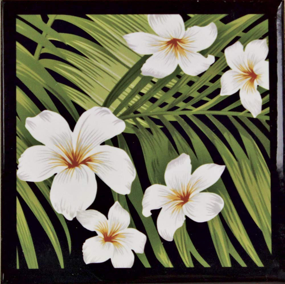 Hawaii Ceramic Tile Trivet Plumeria Palm