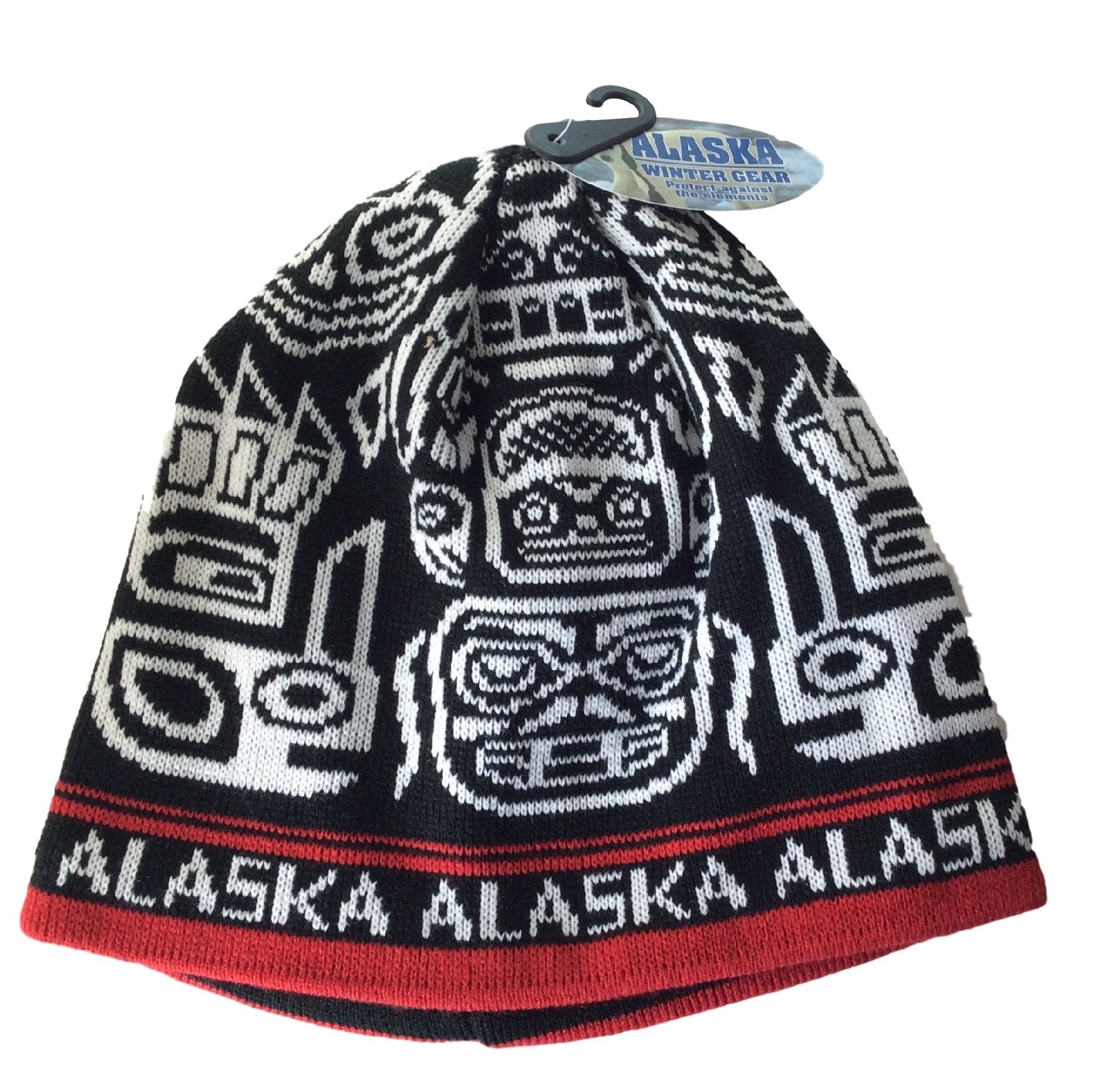 Alaska Beanie Hat Skull Red Totemic Knit Stocking Hat