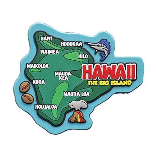 Hawaii Rubber Magnet Big Island Map 3" W x 3" H x D