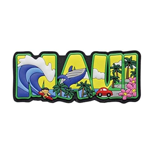 Hawaii Magnet Rubber Maui Block 3.25 W x 1.5 H x 0.25 inch D