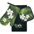 Hawaii 3 Piece Kitchen Set Towel & Potholder & Oven Mitt Plumeria Palm