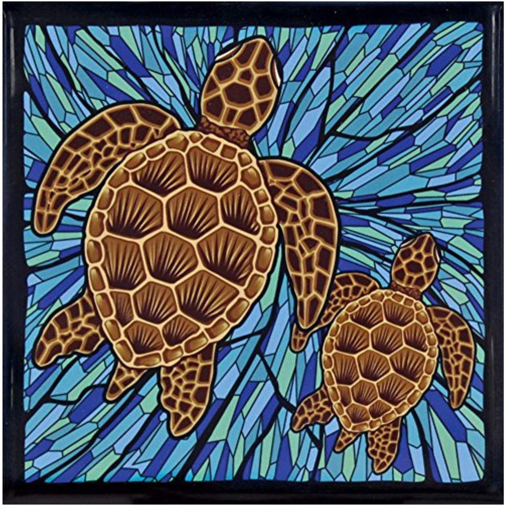 Hawaii Ceramic Tile Trivet Blue Honu Turtle