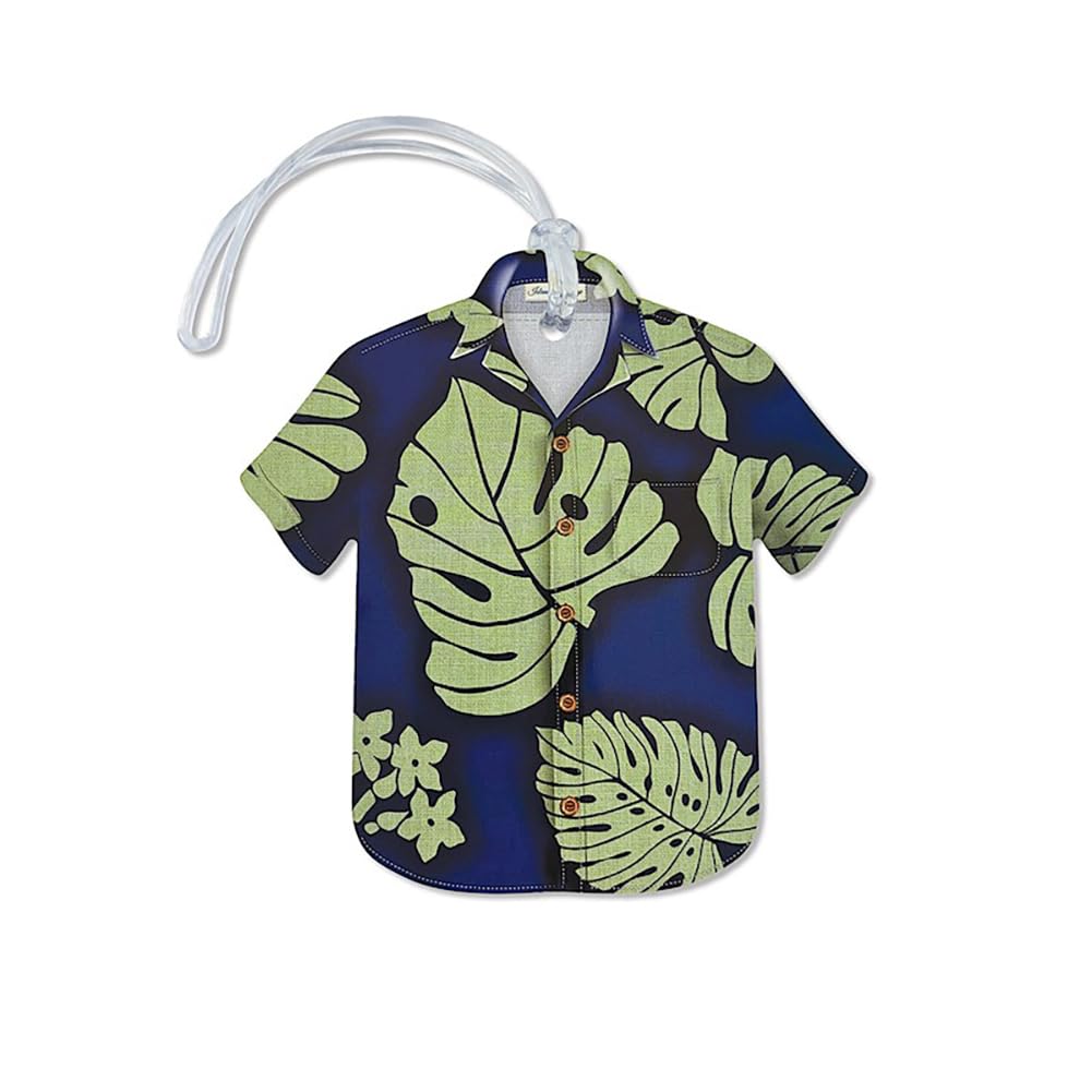 Hawaii Aloha Shirt ID Luggage Tag Monstera