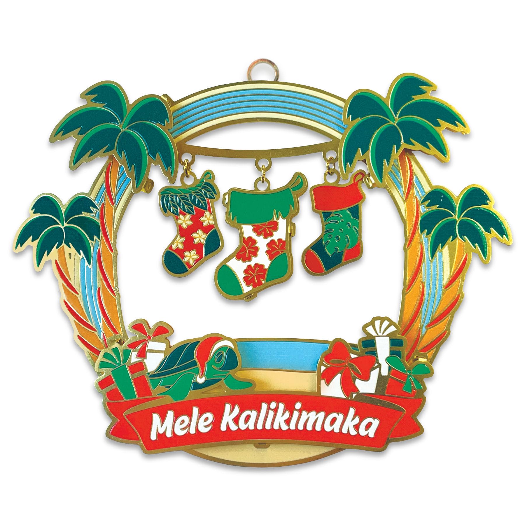 Hawaiian Metal Die Cut Ornament Mele Kalikimaka Stockings