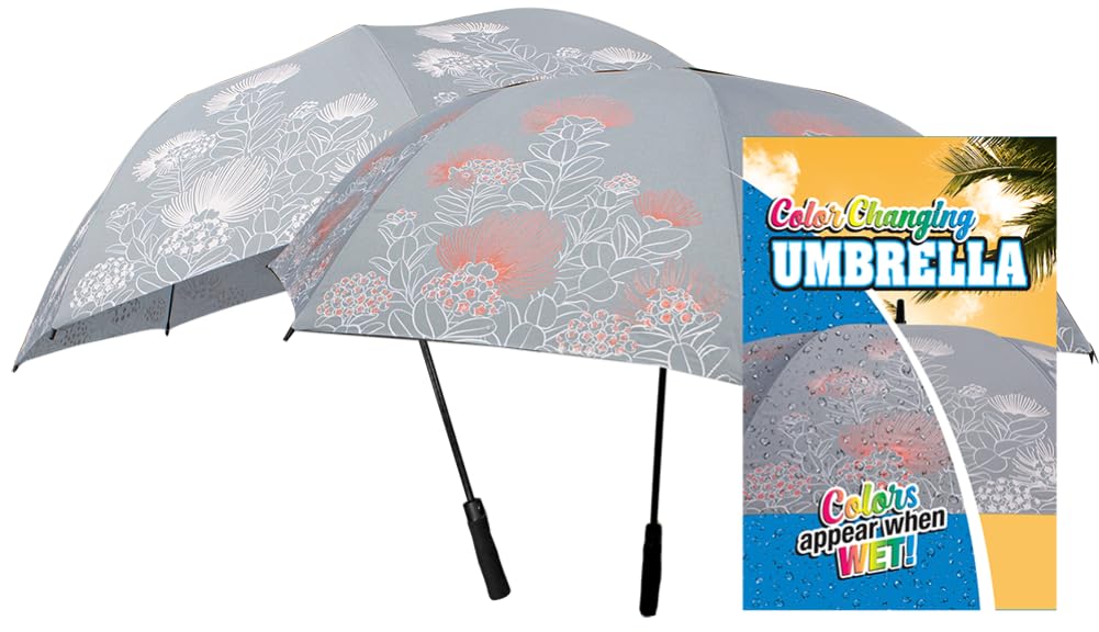 Hawaiian Style Color Changing 58 inch Folding Umbrella Ohia Lehua