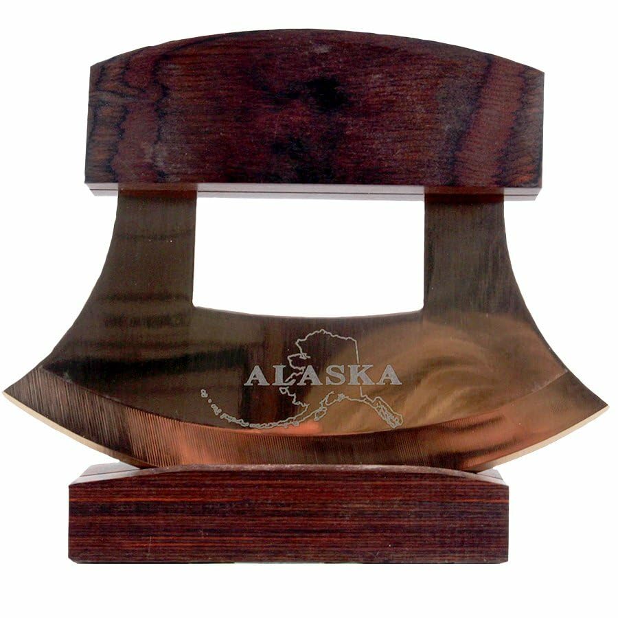 Alaska Copper Plated Blade Wood Handle Ulu