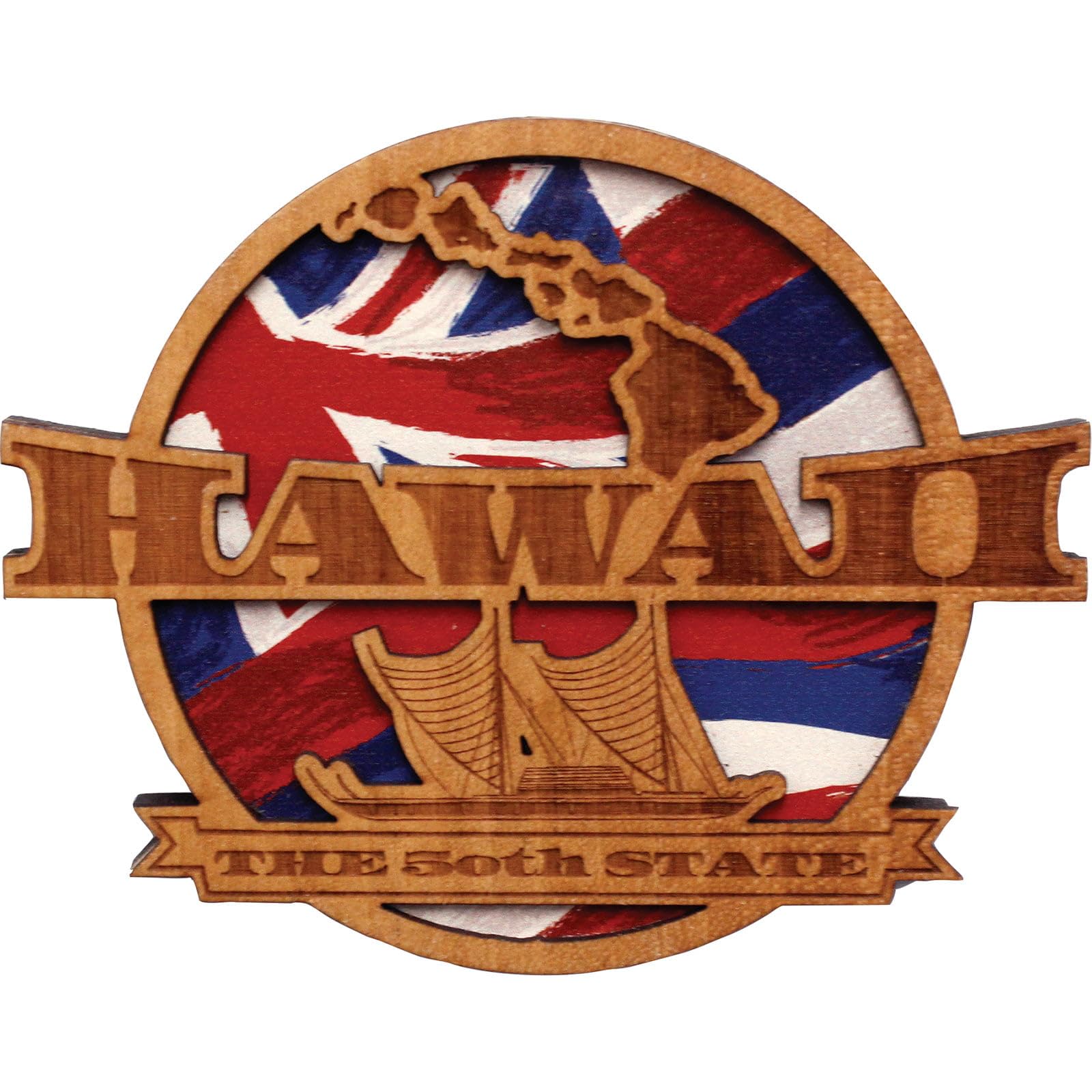 Hawaii Laser Engraved Wood Magnet Island Chain