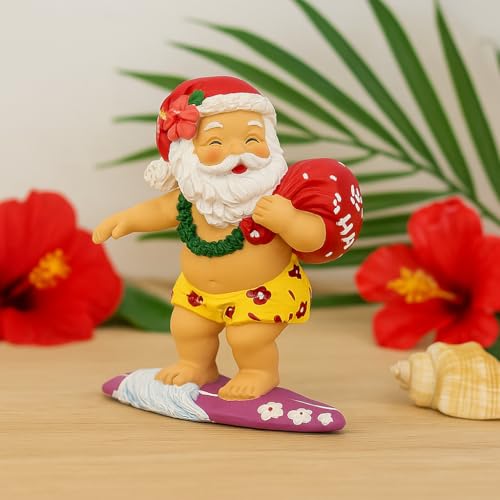 Hawaii Surfing Santa Christmas Ornament