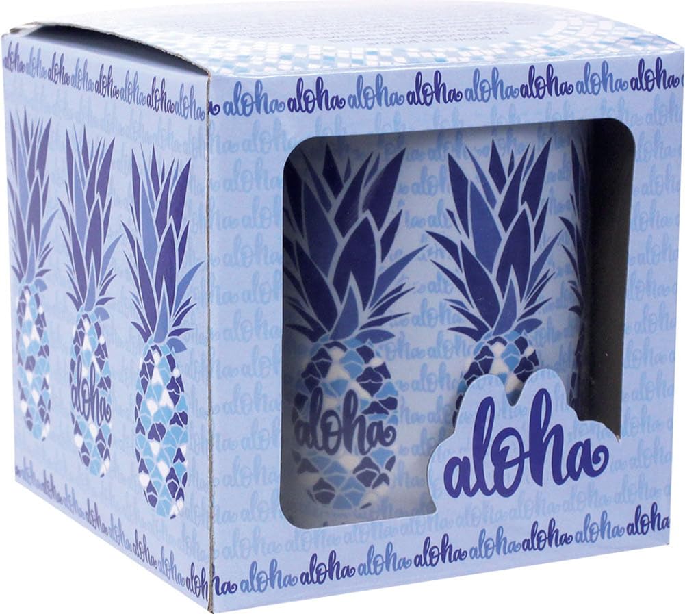 Hawaiian 11 oz. Coffee Mug Blue Pineapple Mosaic