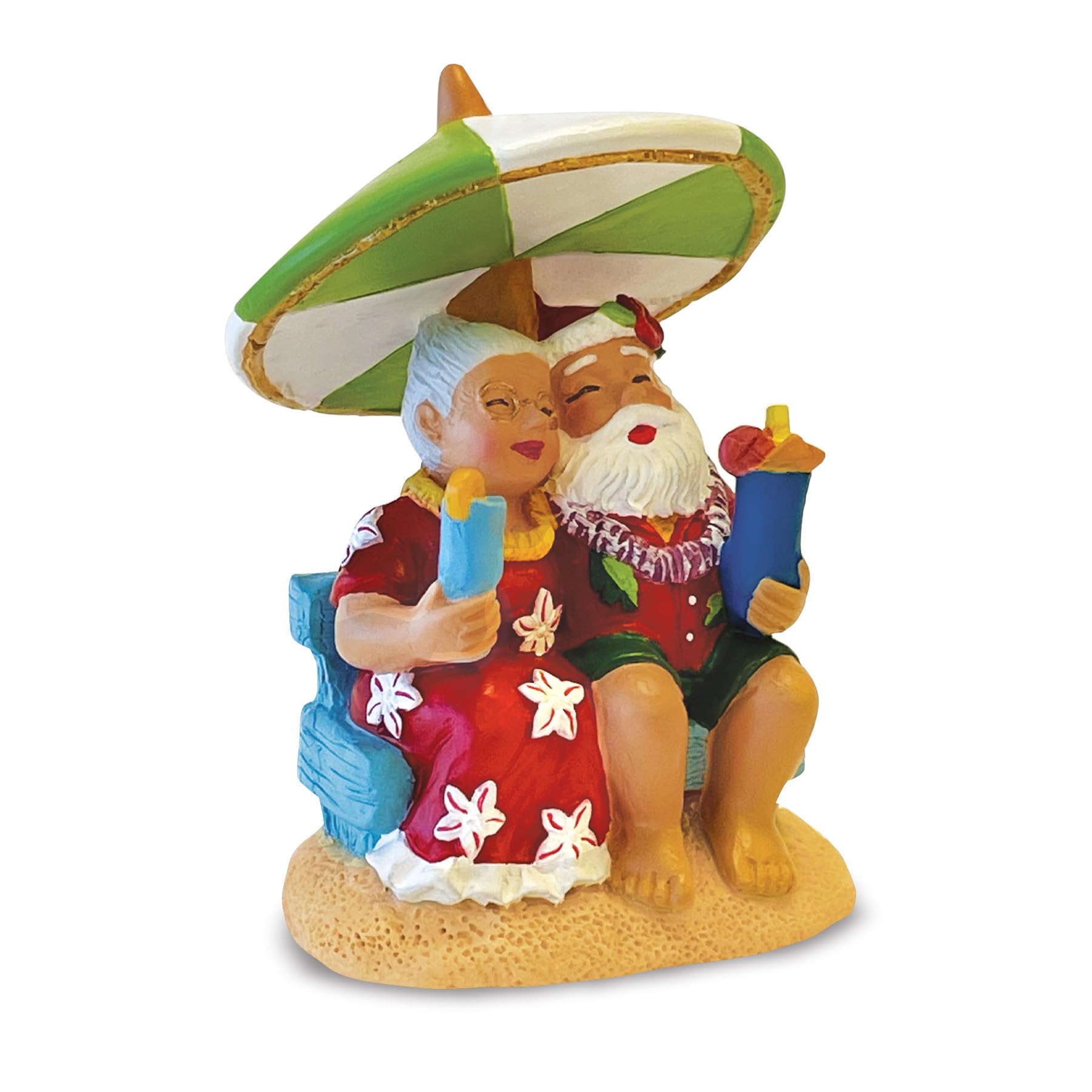 Hawaiian Holiday Christmas Ornament Mr. and Mrs. Claus on Vacation