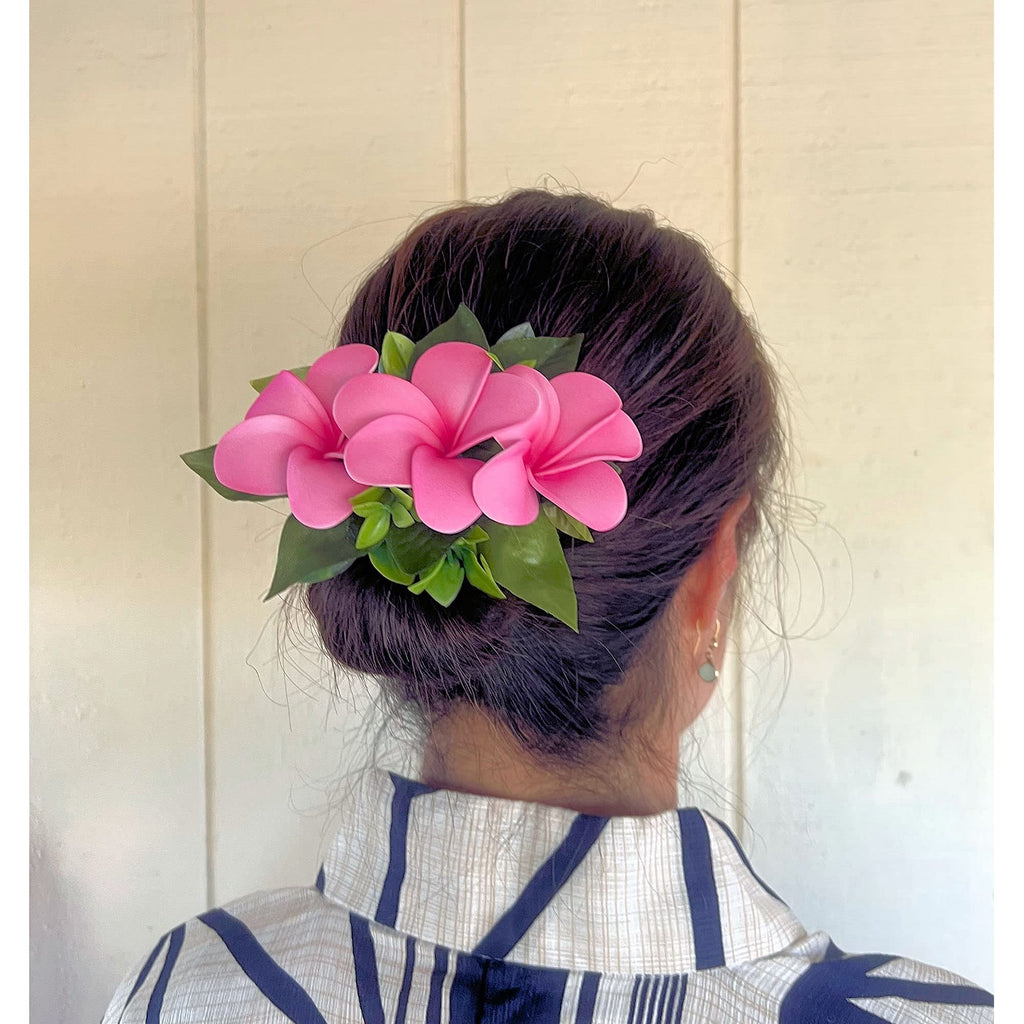 Hawaii Hair Clip Foam Flower Cluster Plumeria Pink