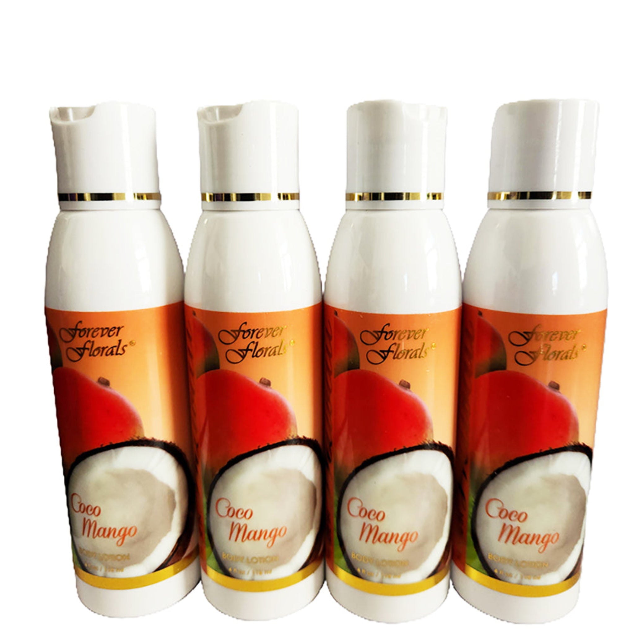 Hawaii Forever Florals Body Lotion 4 Bottles 4 ounce each Coconut Mango