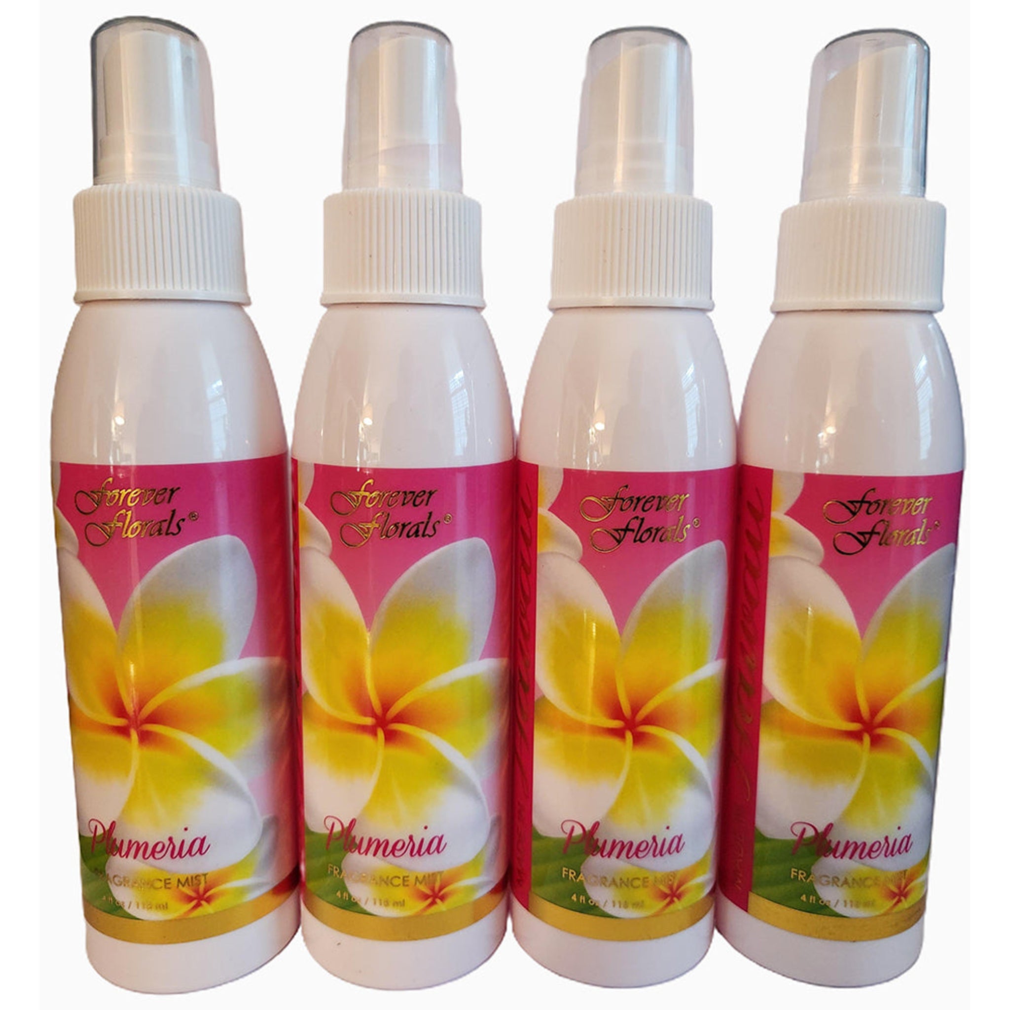 Hawaii Forever Florals Body Mist or Air Freshener Plumeria Fragrance 4 Bottles 4 ounce each