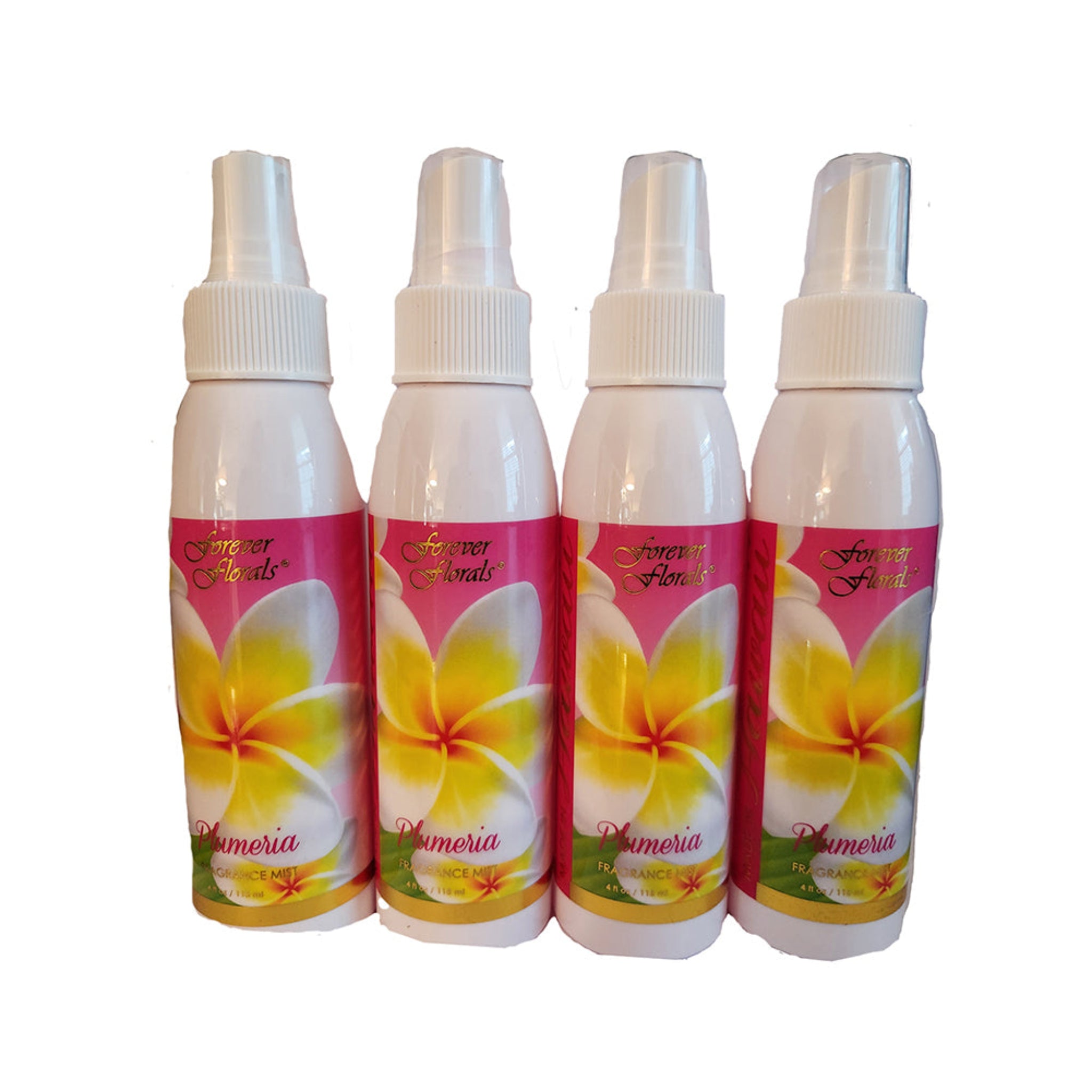 Hawaii Forever Florals Body Mist or Air Freshener Plumeria Fragrance 4 Bottles 4 ounce each