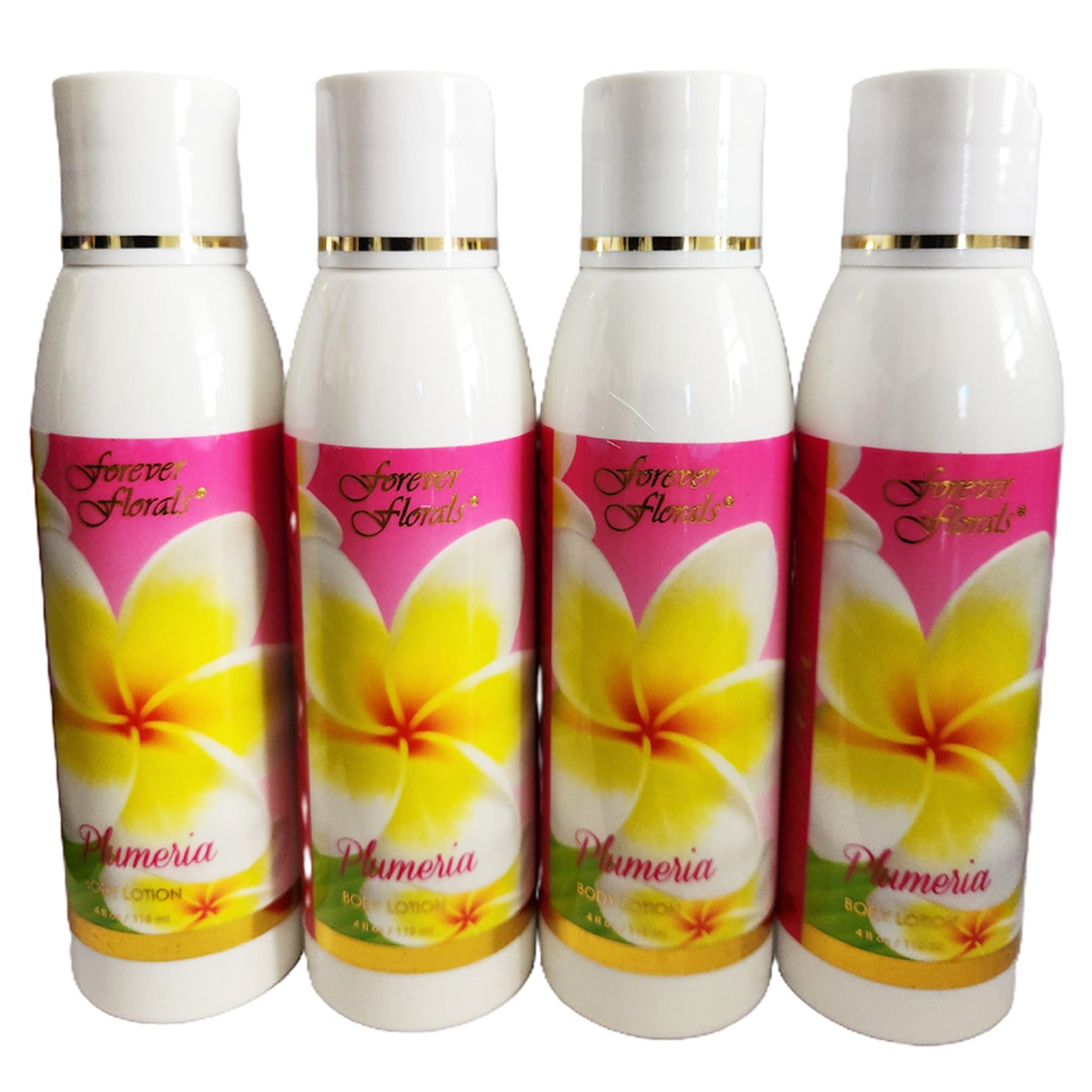 Hawaii Forever Florals Body Lotion 4 Bottles 4 ounce each Plumeria