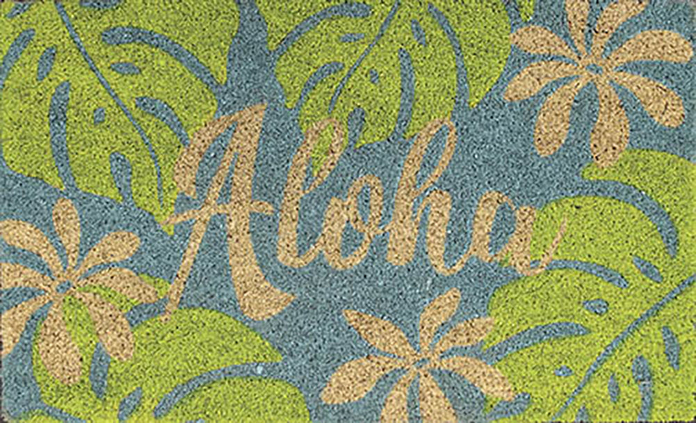 Hawaii Doormat 30" X 18" Aloha Monstera Green