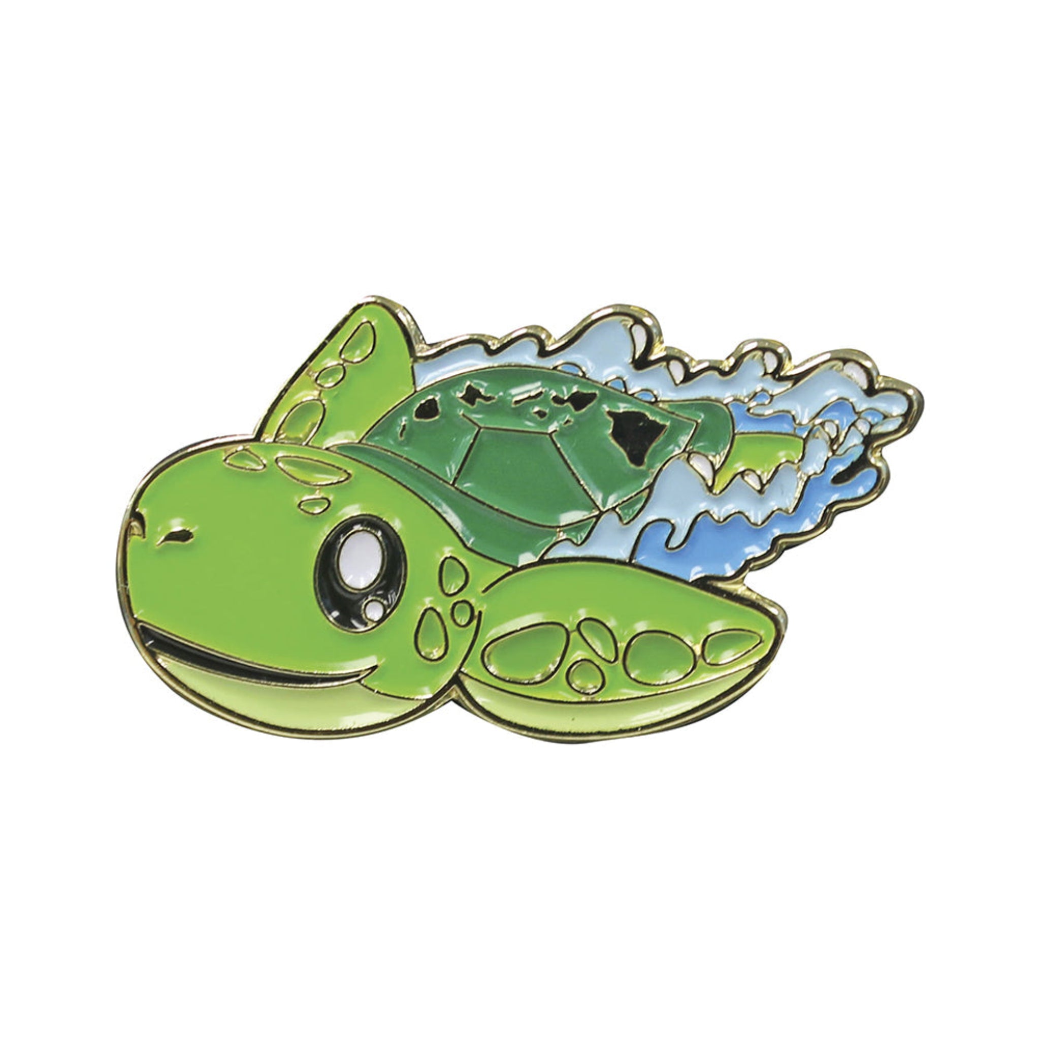Hawaii Lapel or Hat Pin Mana Honu Turtle Islands, brown, green