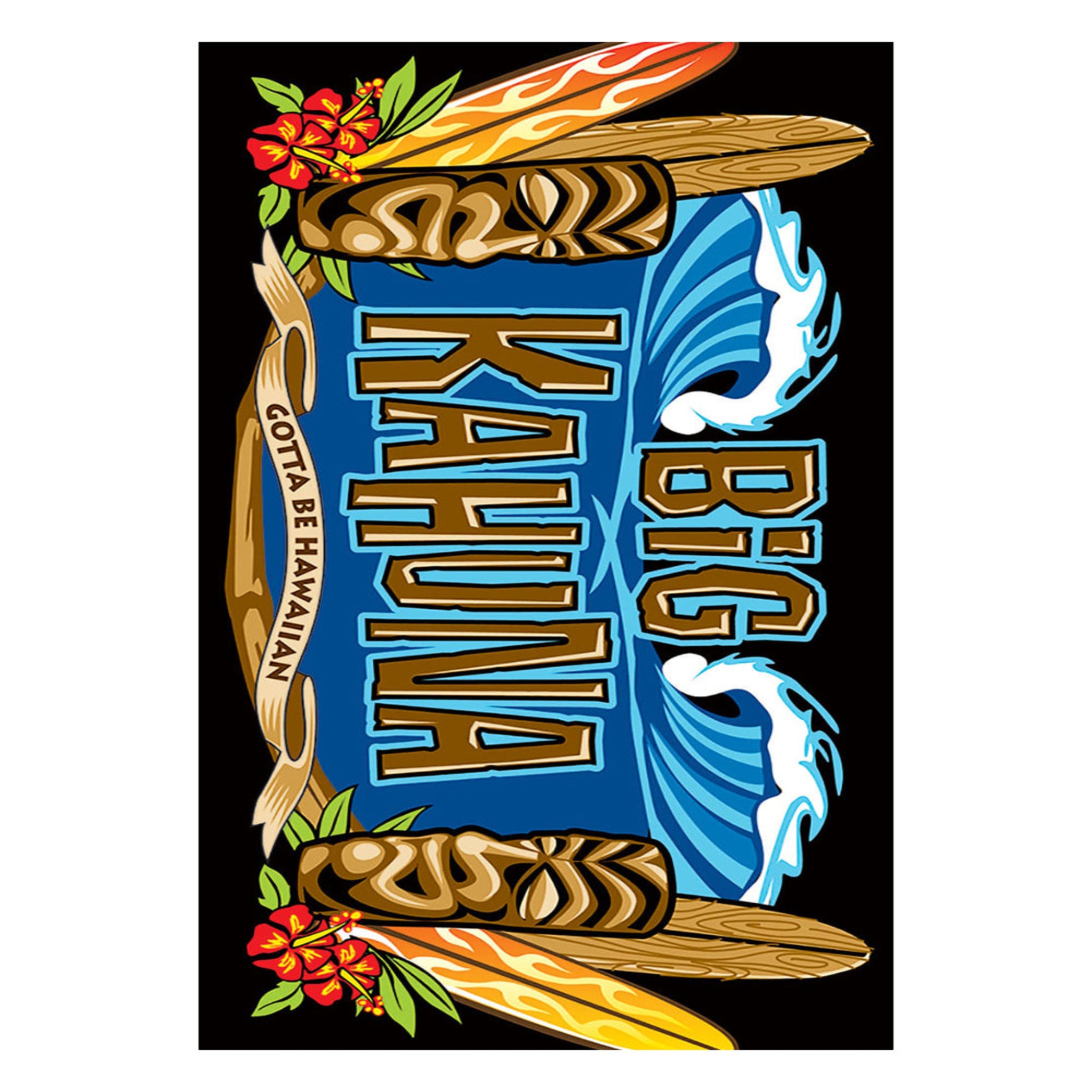 Hawaiian Big Kahuna Tiki Surfboard Beach Towel 60 x 30 inches