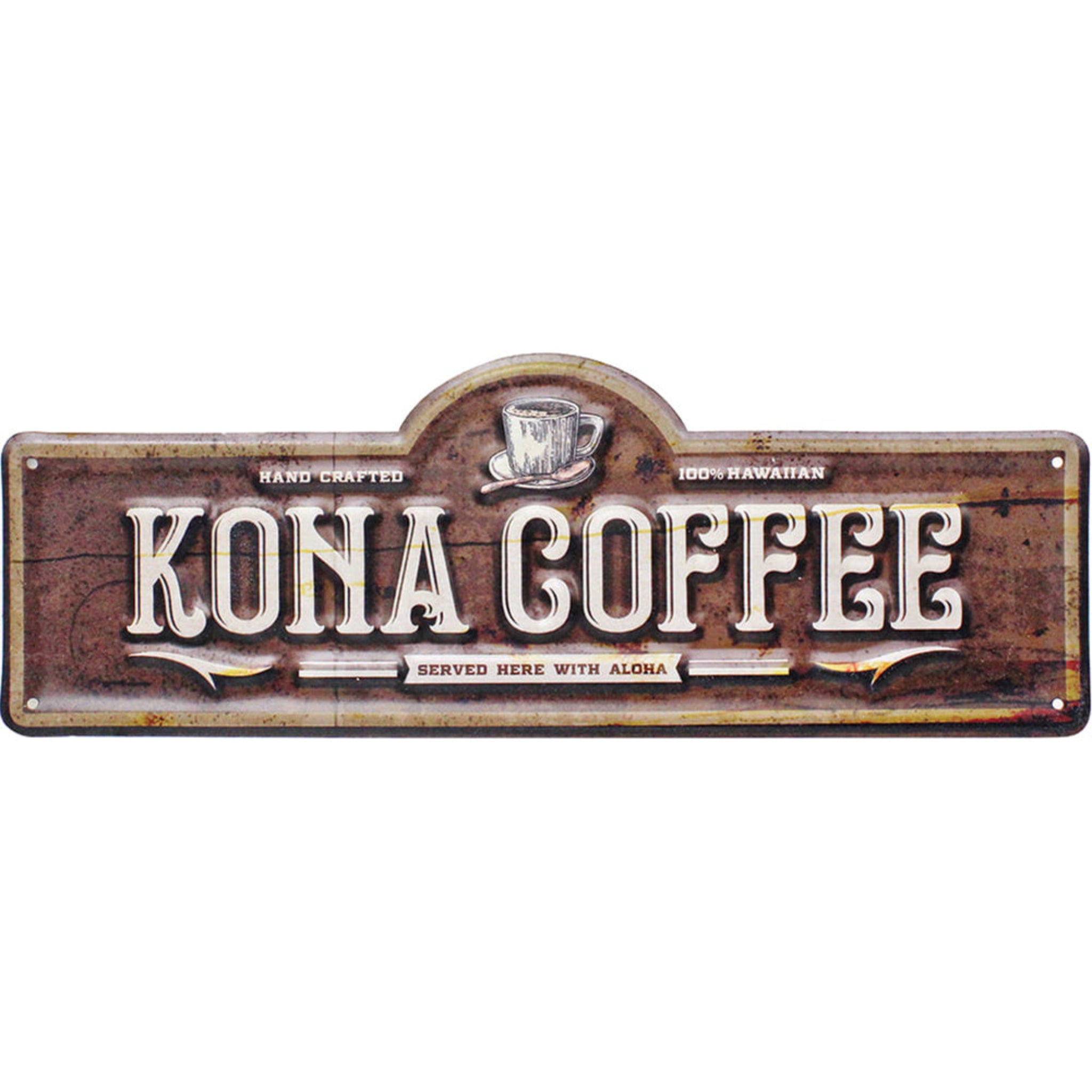 Hawaiian Style Heavy Gauge Steel Wall Sign Kona Coffee 16'W x 5.5'H
